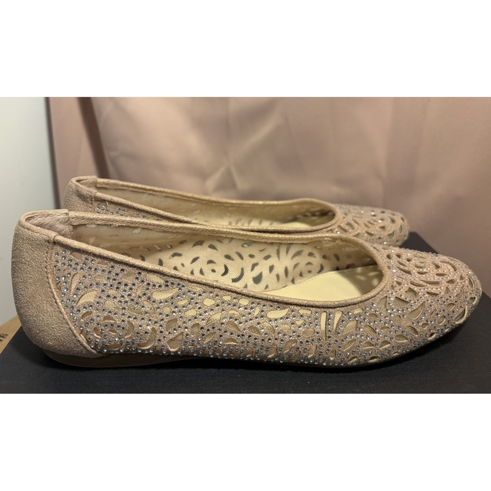 Alex Marie Women's Altana Rhinestone Dusty Pin Laser Cut Flats Dressy 9 EUC